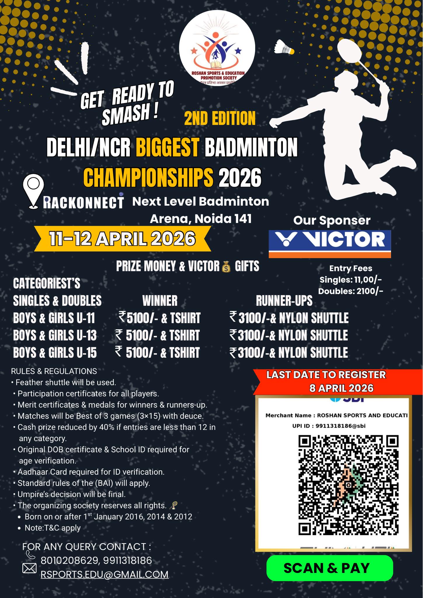 2nd Edition – VICTOR Delhi/NCR’s Biggest Badminton Championship 2026!