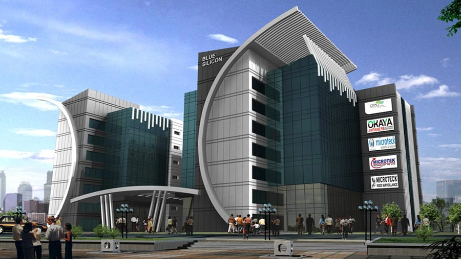 Office buildings along the Noida Expressway in Sector 62, a major IT hub in Delhi NCR
