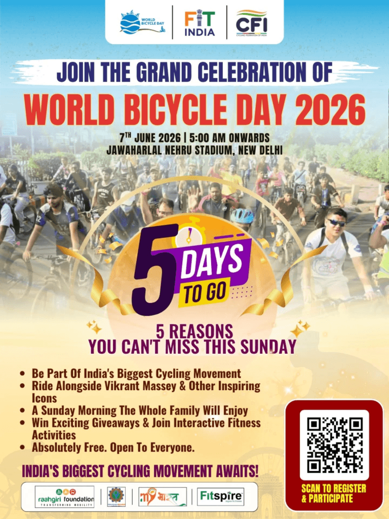 World Bicycle Day 2026 by Fit India Movement at JLN Stadium