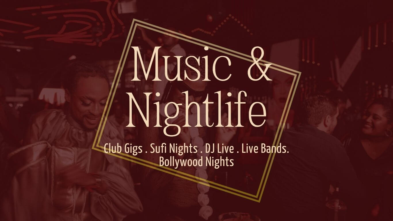 Music Events & Nightlife in Noida 2026 - Club Gigs . Sufi Nights . DJ Live . Live Bands. Bollywood Nights