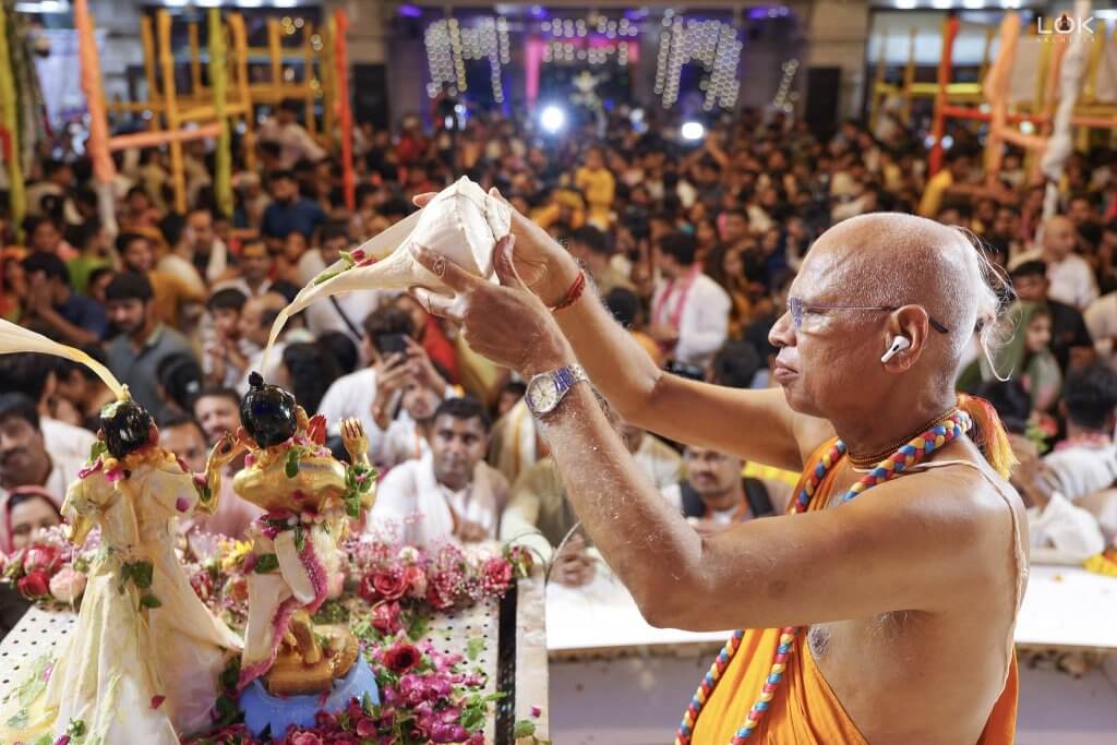 ISKCON Noida Sector 33 temple decorated for Krishna Janmashtami 2026 celebrations