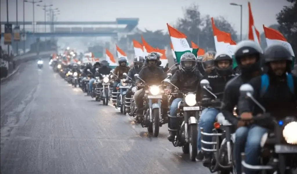 Members of Royal Mavericks group participate in the Nation Salute Ride on the occasion of Independence Day in Delhi
